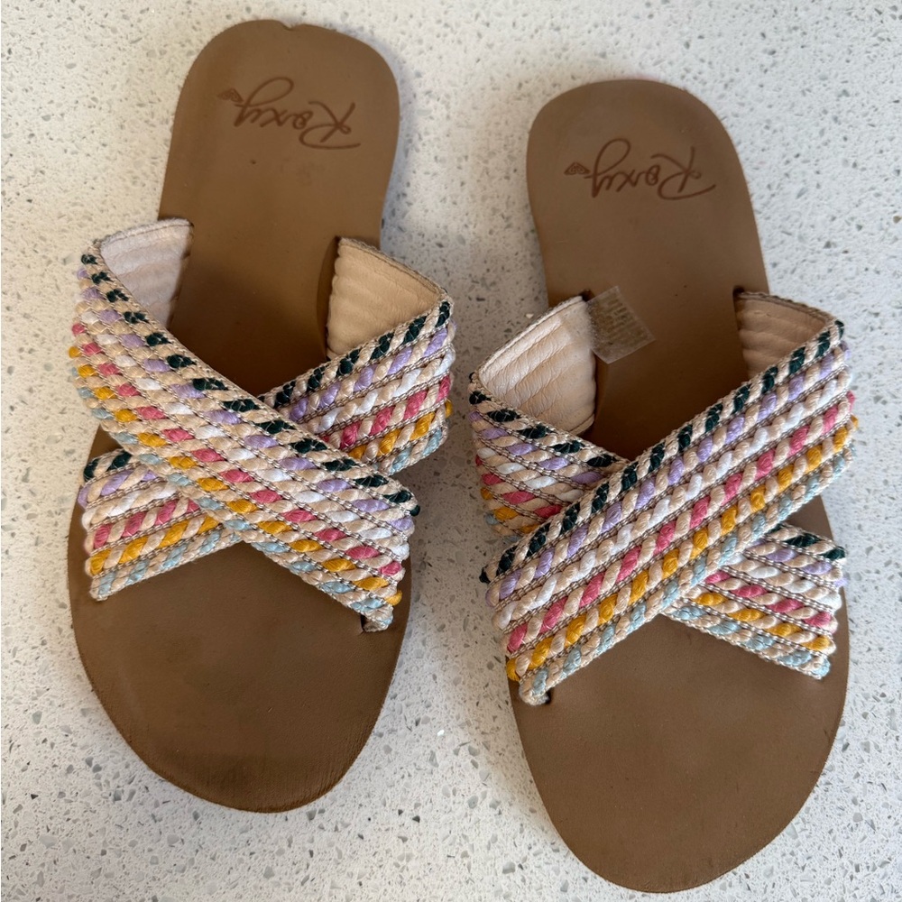 Roxy Pink and Orange Sandals with Braided Straps